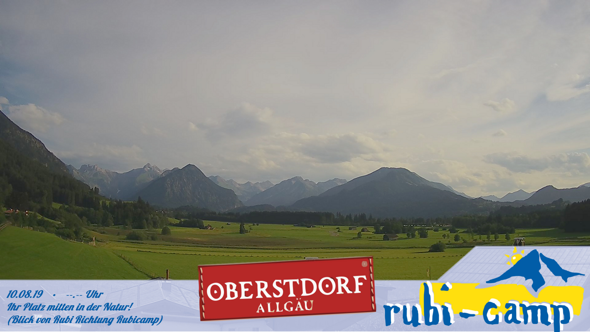 Panoramawebcam Oberstdorf - Unsere Webcam steht an unserem Haus in Rubi. Wie Sie sehen haben Sie einen wunderschönen Blick auf den Oberstdorfer Talkessel. Auf der rechten Seite sind die Wohnwagen in unserem Rubi Camp zu erkennen!